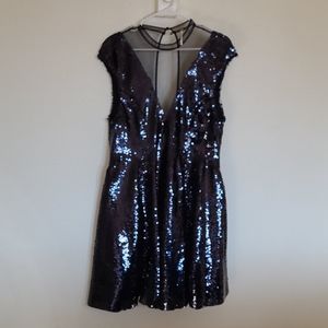 Free People Black Sequin Mesh Party Dress